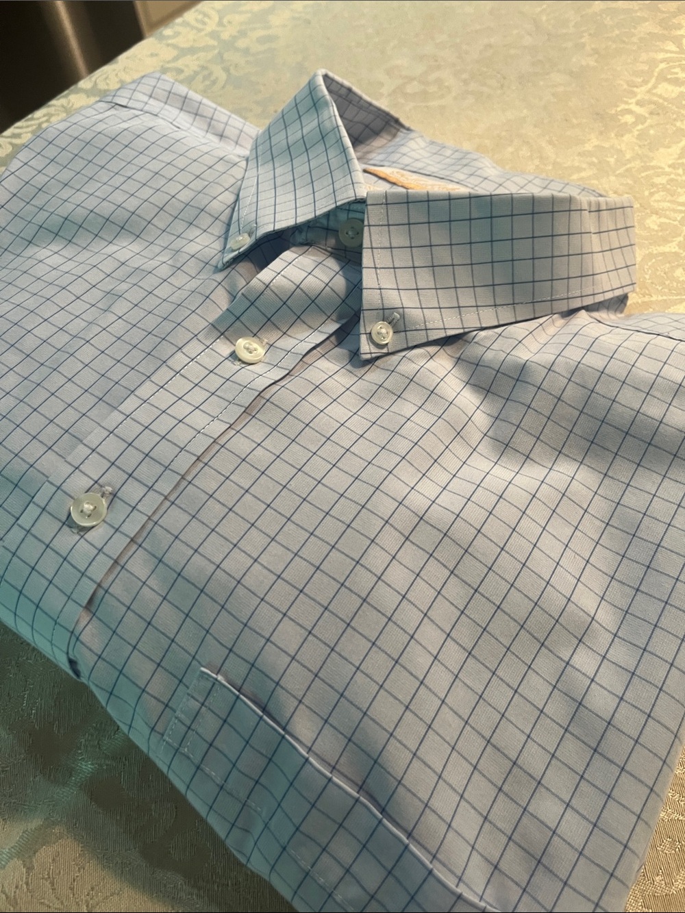 Roundtree & Yorke Light Blue Windowpane Dress Shirt